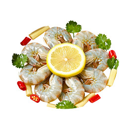 虾仁柠檬装饰摆盘图片