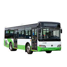 绿白相间城市公交车图片