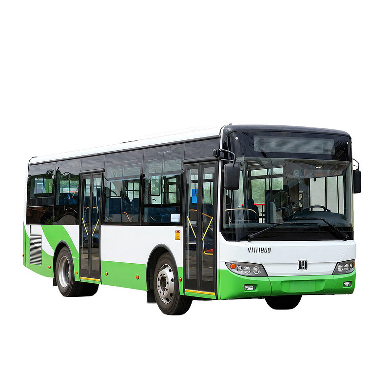 绿白相间城市公交车图片