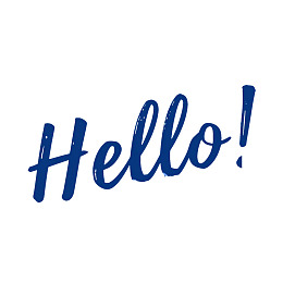 蓝色手写体‘Hello!’字样