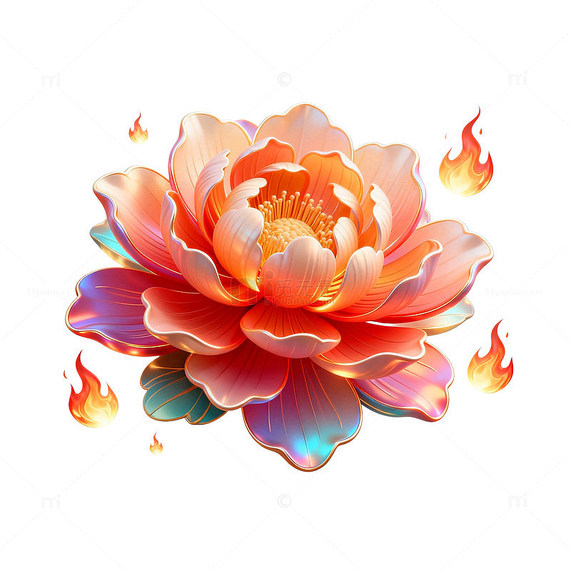 火焰莲花艺术插画