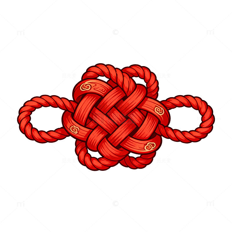 红色绳结卡通插画