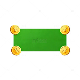 金币边框绿色标签设计元素