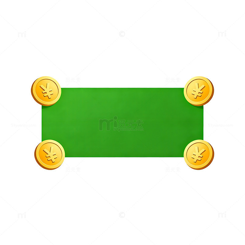 金币边框绿色标签设计元素