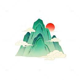 国潮风山水画矢量插画设计素材