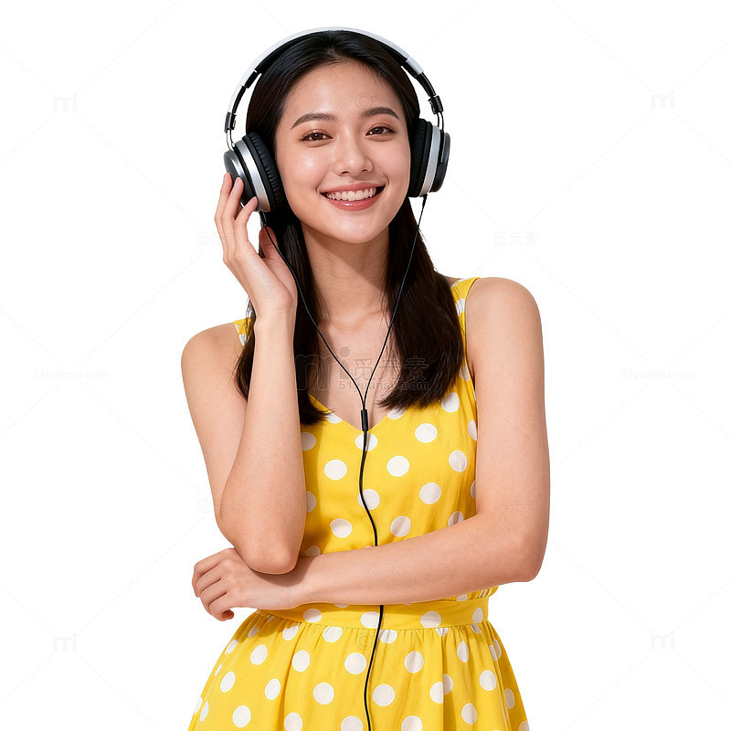【标题】：时尚女性听音乐