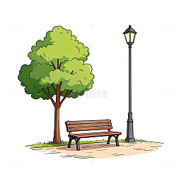 卡通公园休闲场景插画