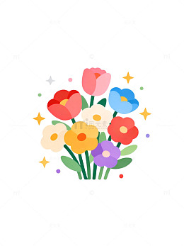 卡通鲜花插画设计素材