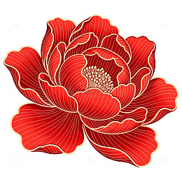 红色牡丹花纹样矢量图案