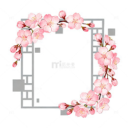 古风樱花装饰图案设计素材