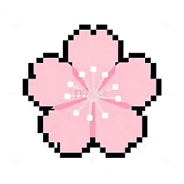像素风格樱花图案设计元素