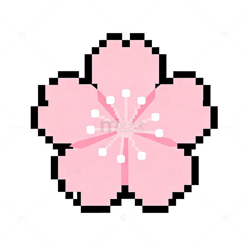 像素风格樱花图案设计元素