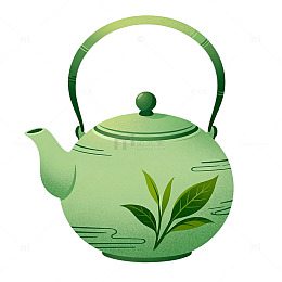 绿茶壶插画素材