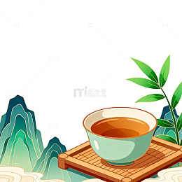 国潮风茶具插画设计元素
