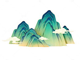 国潮山水画古风元素插画