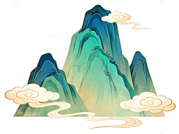 中国风山水画云彩装饰素材