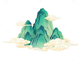 国潮风格山水插画