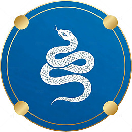 蓝色圆形蛇徽标设计元素