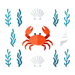 海洋风格螃蟹插画素材