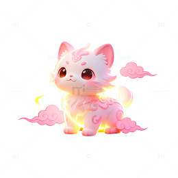 可爱云彩小猫卡通插画