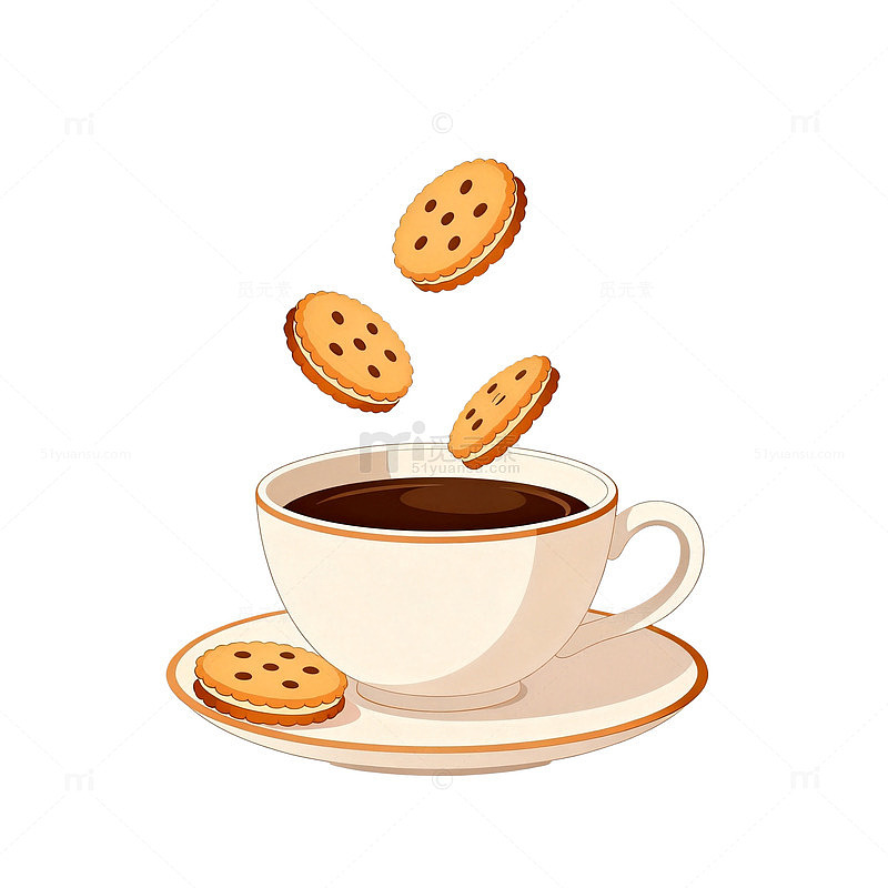 卡通咖啡饼干下午茶矢量图