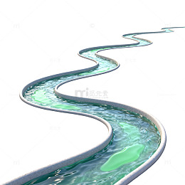 蜿蜒河流3D渲染图
