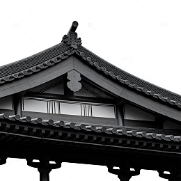 传统日式建筑黑白色调素材