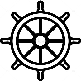 黑白色调船舵图标设计元素