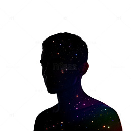 星空剪影神秘人像艺术效果