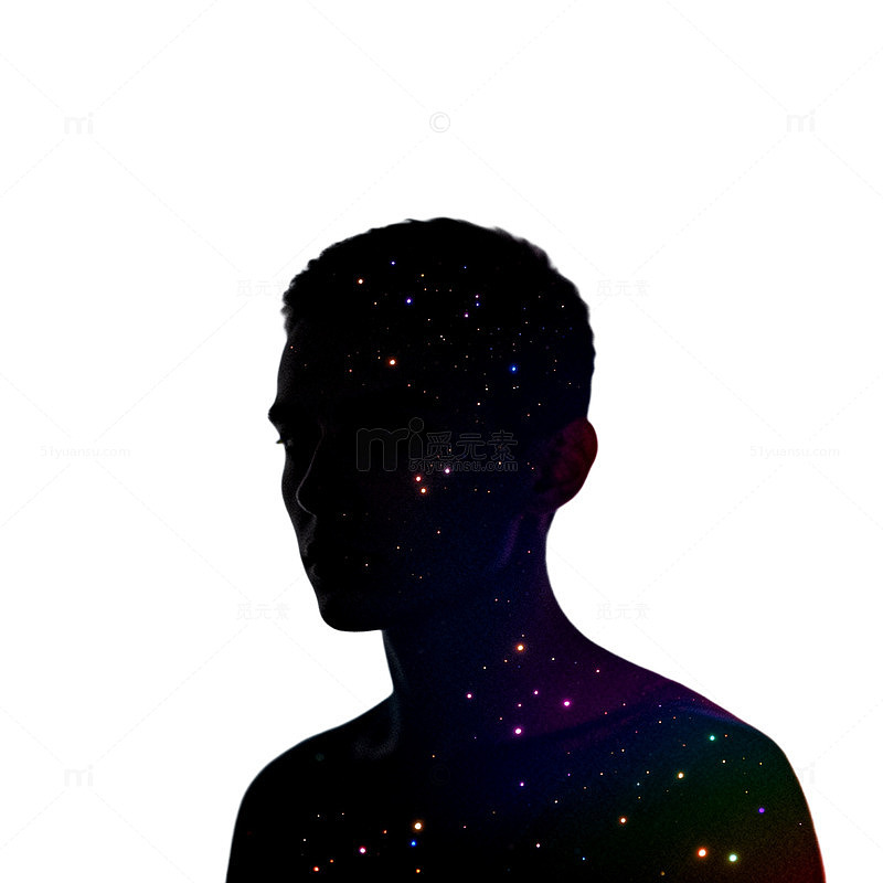 星空剪影神秘人像艺术效果