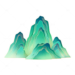 青绿山水矢量插画