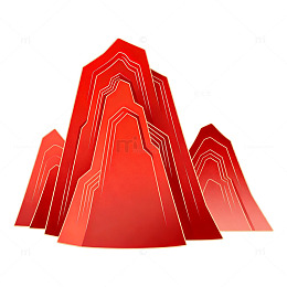 红色抽象山峰图形设计素材