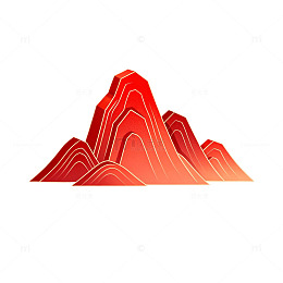 红色山水矢量图案设计素材