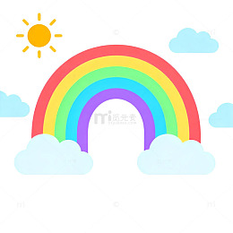 卡通彩虹云朵太阳图