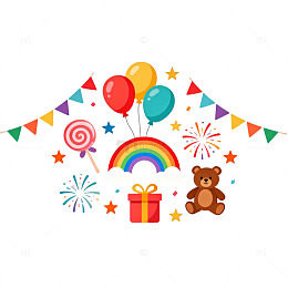 卡通风生日庆祝装饰图案设计素材