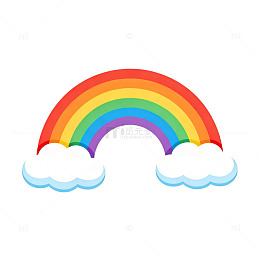 彩虹云朵卡通插画