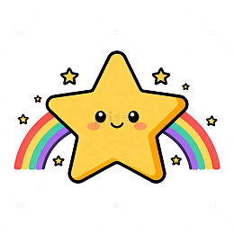 卡通星星彩虹图案设计元素