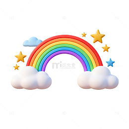 彩虹云朵星星卡通插图