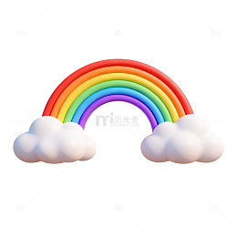 彩虹云朵卡通矢量图