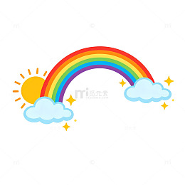 卡通彩虹云朵太阳矢量图