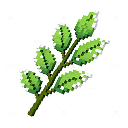像素风绿色植物枝叶设计元素