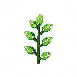 像素风格绿色植物模型设计图
