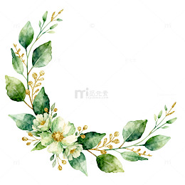 水彩花环装饰设计素材