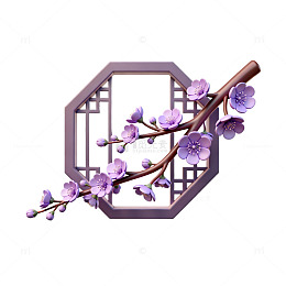 古风梅花窗棂图案设计