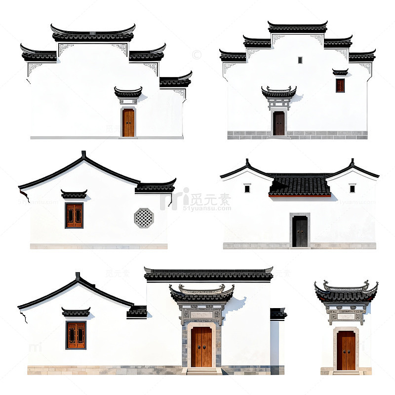 传统中式建筑立面设计素材