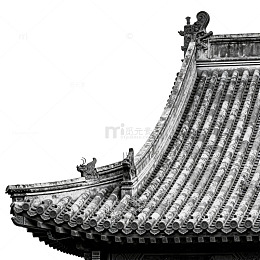 古建黑白色调屋顶特写