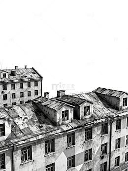 黑白城市建筑素描
