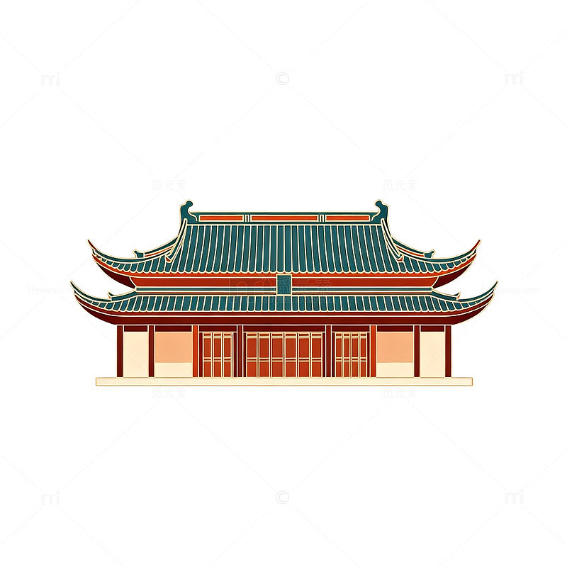 中国风传统建筑插画素材