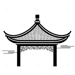传统中式亭子剪影图案