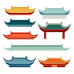 传统中国建筑屋檐图案矢量素材